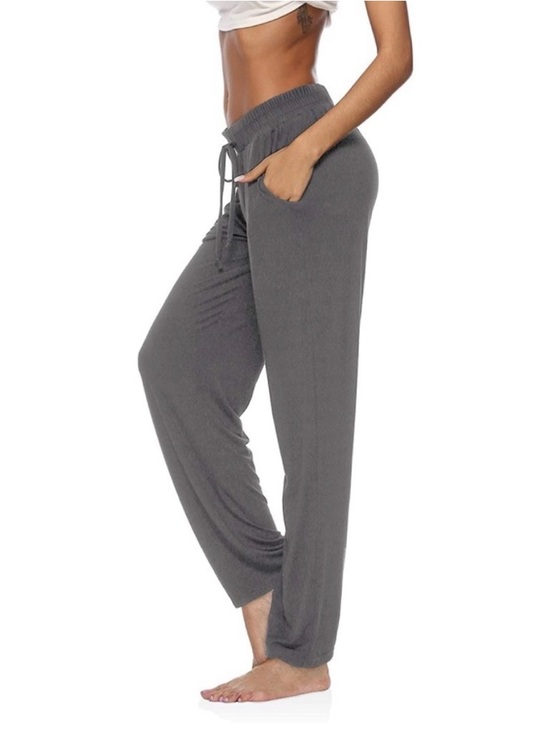 Pants - Wide Leg Drawstring Lounge Pants XL – Dark Gray Soft Comfy